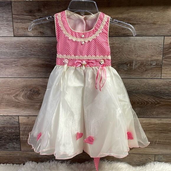 MARAVILL2 Girls Pink and White Polka Dot Tulle Fancy Dress Size 4 - Picture 2 of 8